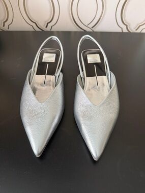 Dolce Vita Metallic Silver Pointed Slingback Mules
